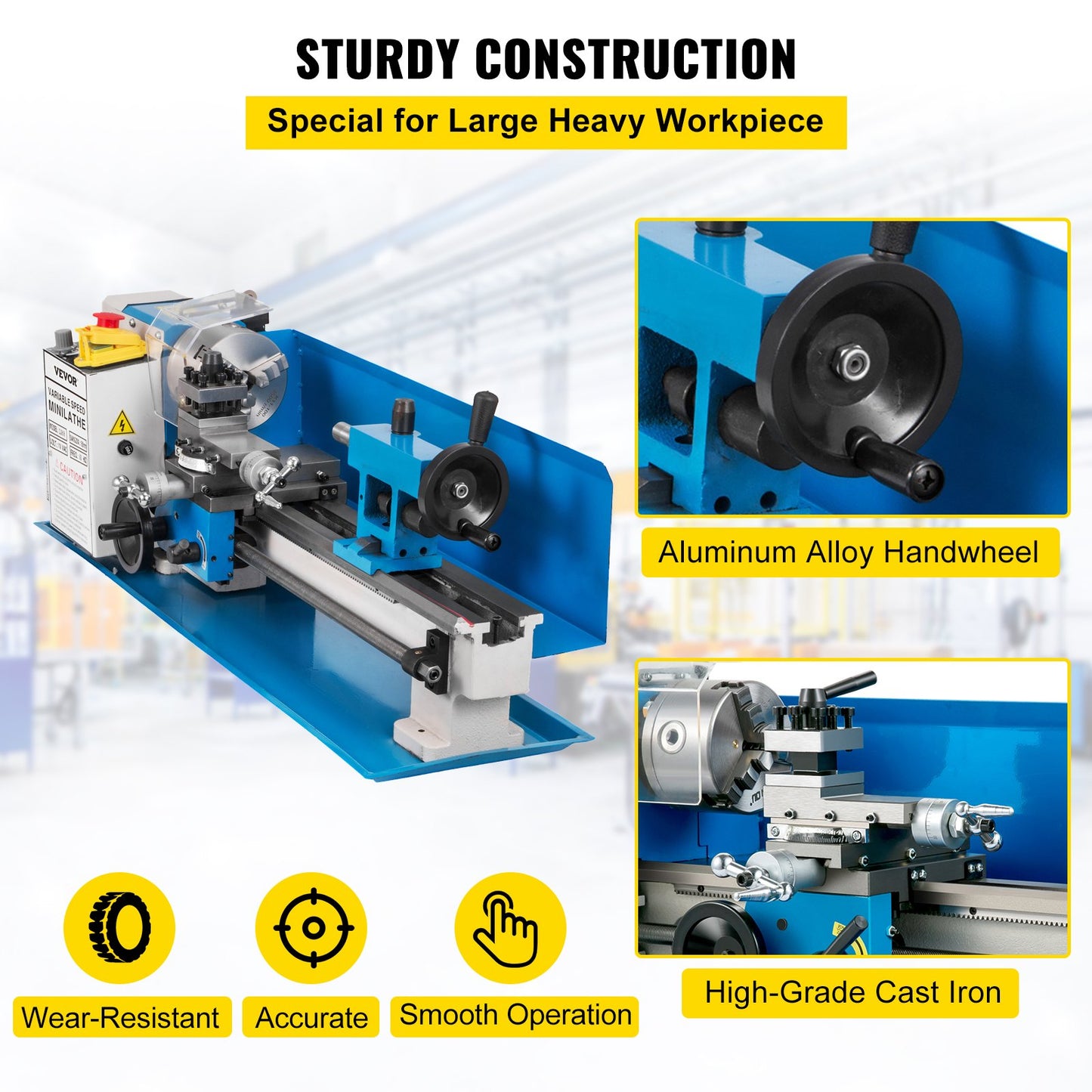 7" x 14" Mini Metal Lathe β Variable Speed 0β2500 RPM, Benchtop Lathe with 4" 3-Jaw Chuck for Precision Metal Turning