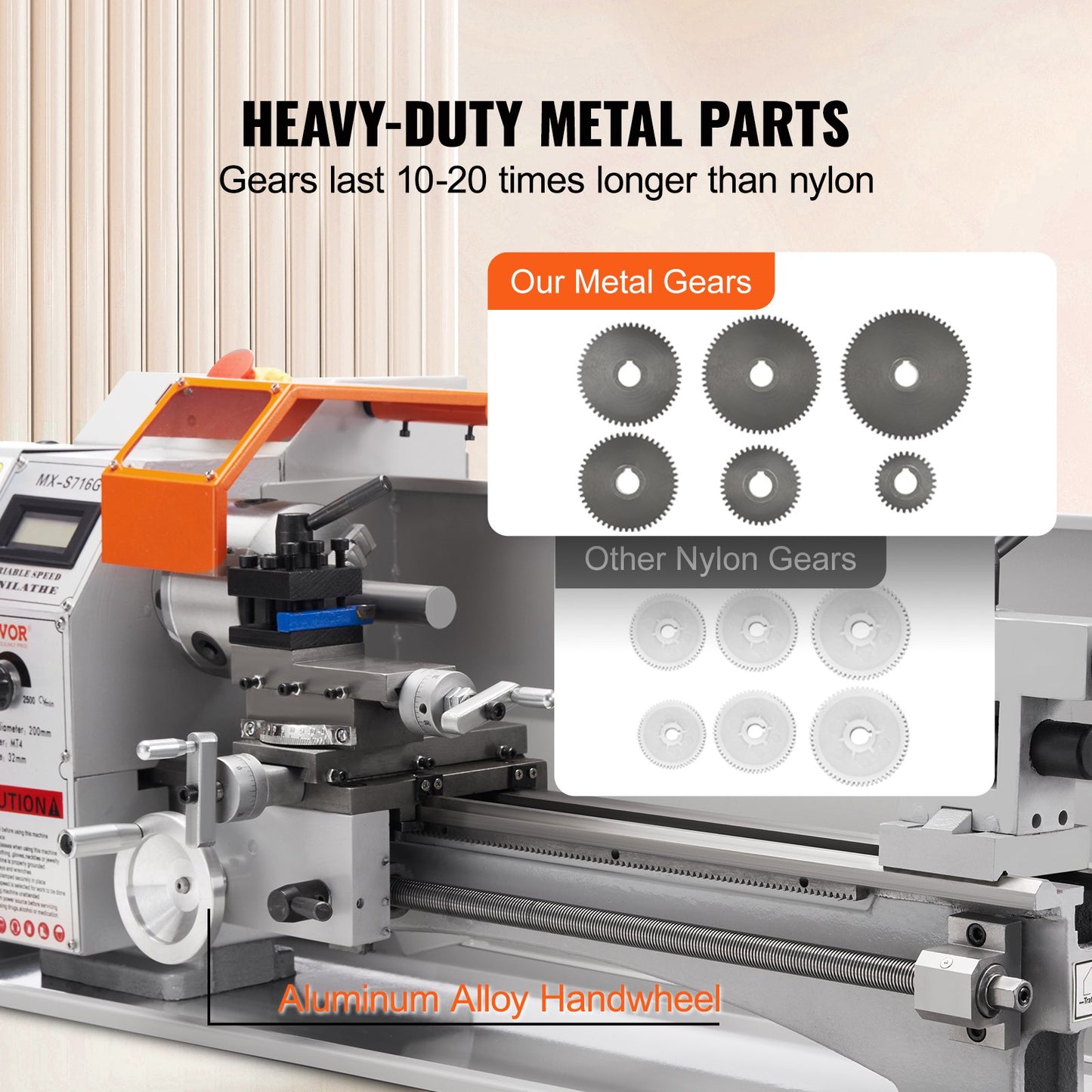 Mini Metal Lathe Machine β 7" x 16", 800W Precision Benchtop Power Lathe, 150β2500 RPM Variable Speed, with 3.9" 3-Jaw Chuck & Tool Box