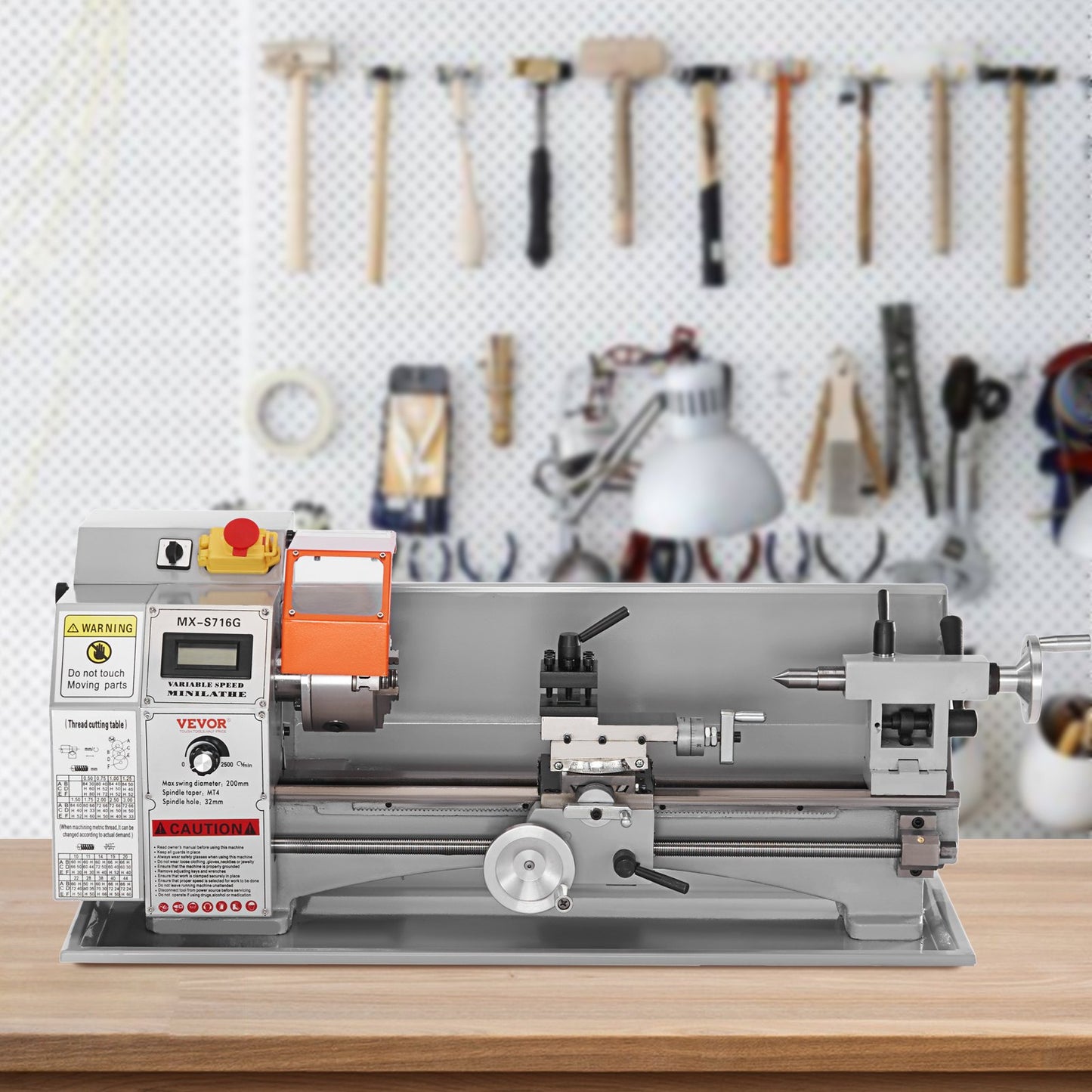 Mini Metal Lathe Machine β 7" x 16", 800W Precision Benchtop Power Lathe, 150β2500 RPM Variable Speed, with 3.9" 3-Jaw Chuck & Tool Box