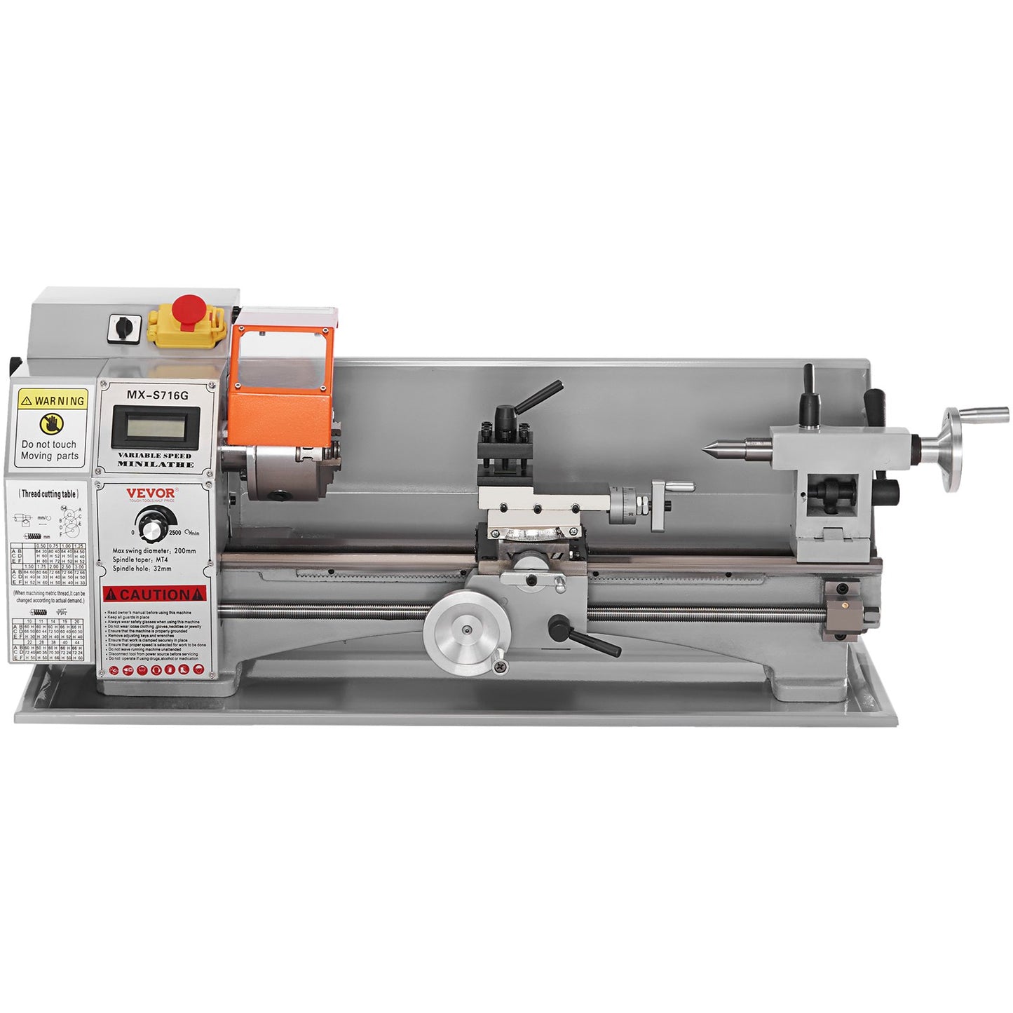 Mini Metal Lathe Machine β 7" x 16", 800W Precision Benchtop Power Lathe, 150β2500 RPM Variable Speed, with 3.9" 3-Jaw Chuck & Tool Box