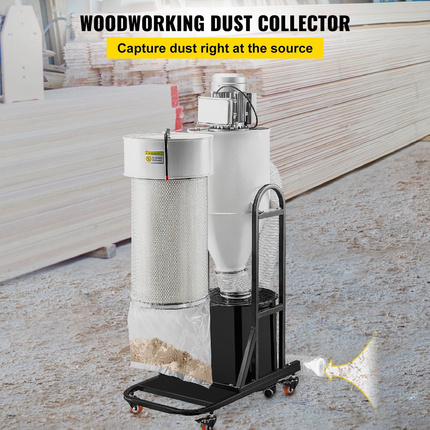 Cyclone Dust Collector Woodworking Dust Collector 2HP 220V Heavy Duty