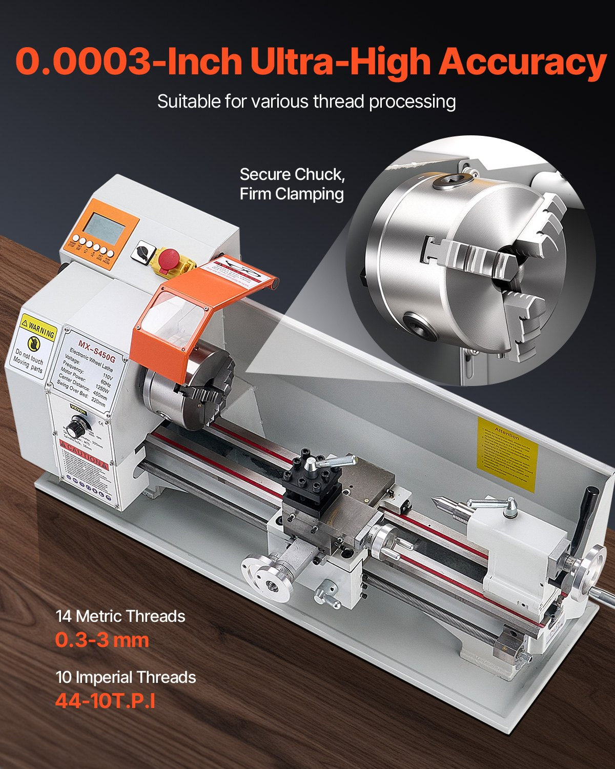 Metal Lathe β 8" x 16" Benchtop Precision Lathe Machine, 550W Motor, 0β2500 RPM Variable Speed, Compact Power Lathe for Metalworking