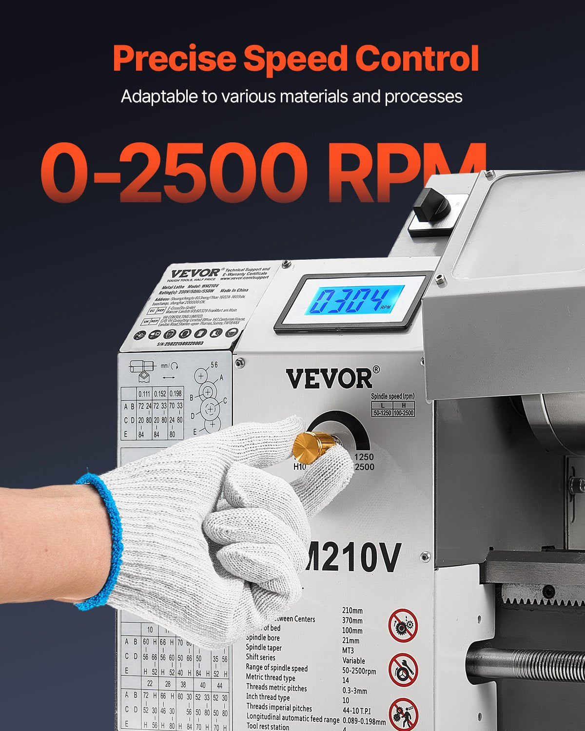 Metal Lathe β 8" x 16" Benchtop Precision Lathe Machine, 550W Motor, 0β2500 RPM Variable Speed, Compact Power Lathe for Metalworking