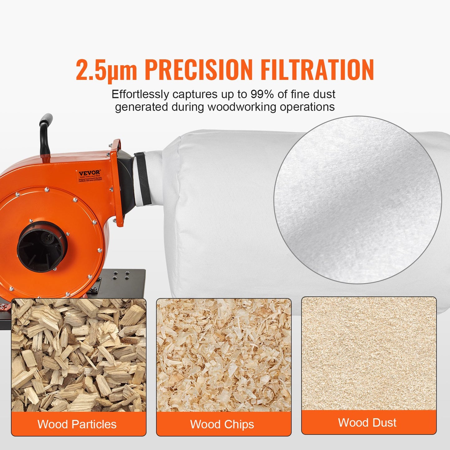 1HP Rolling Dust Collector – 537 CFM | Mobile Dust System with 21-Gallon Bag