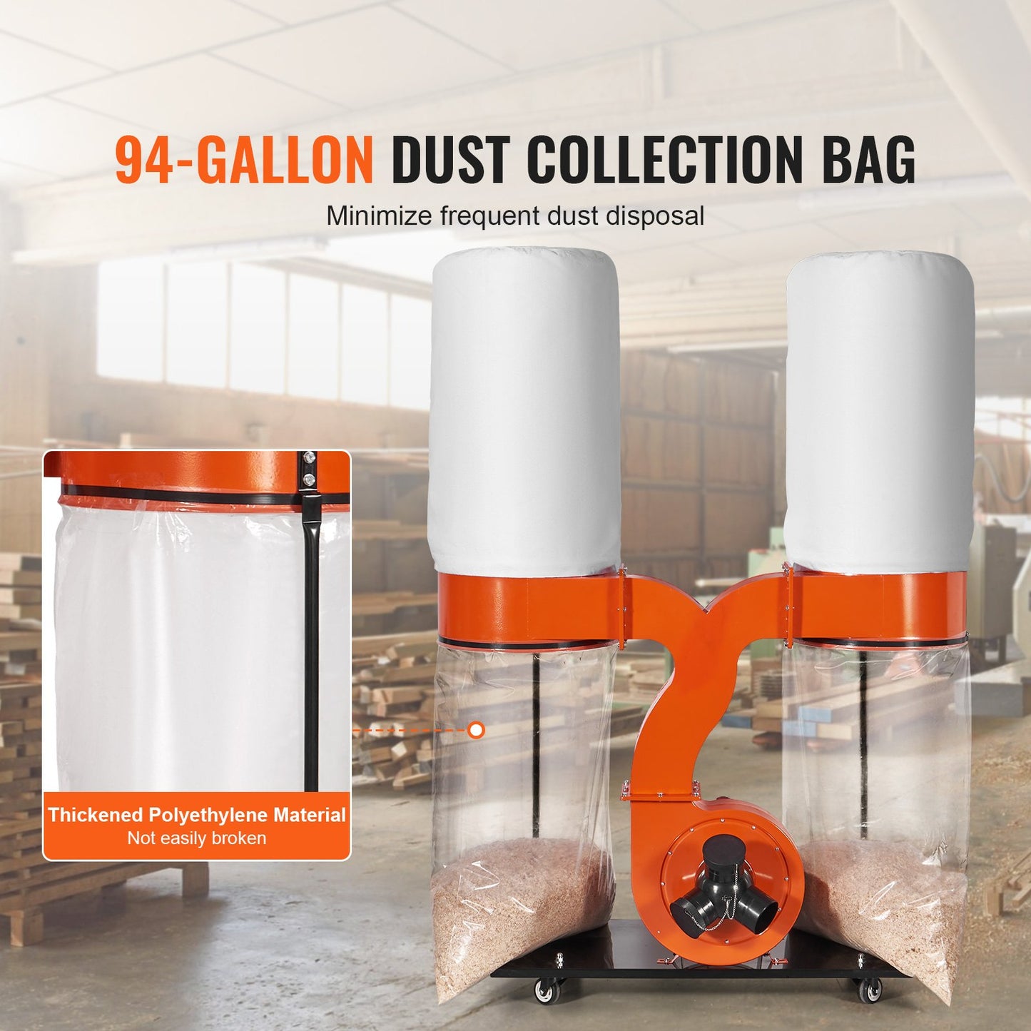 Dual Collector Dust System – 3HP, 1550 CFM | Heavy Duty Woodshop Extractor