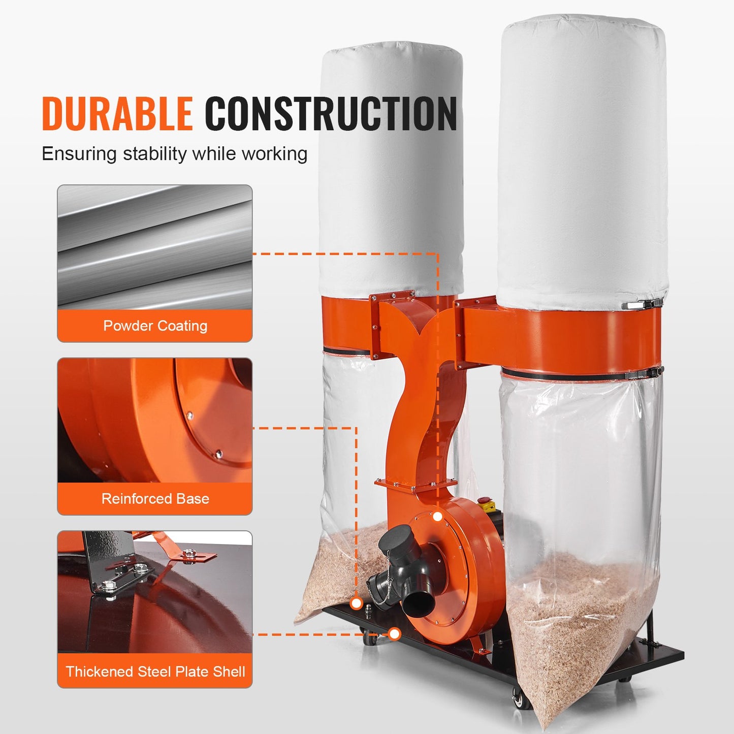 Dual Collector Dust System – 3HP, 1550 CFM | Heavy Duty Woodshop Extractor