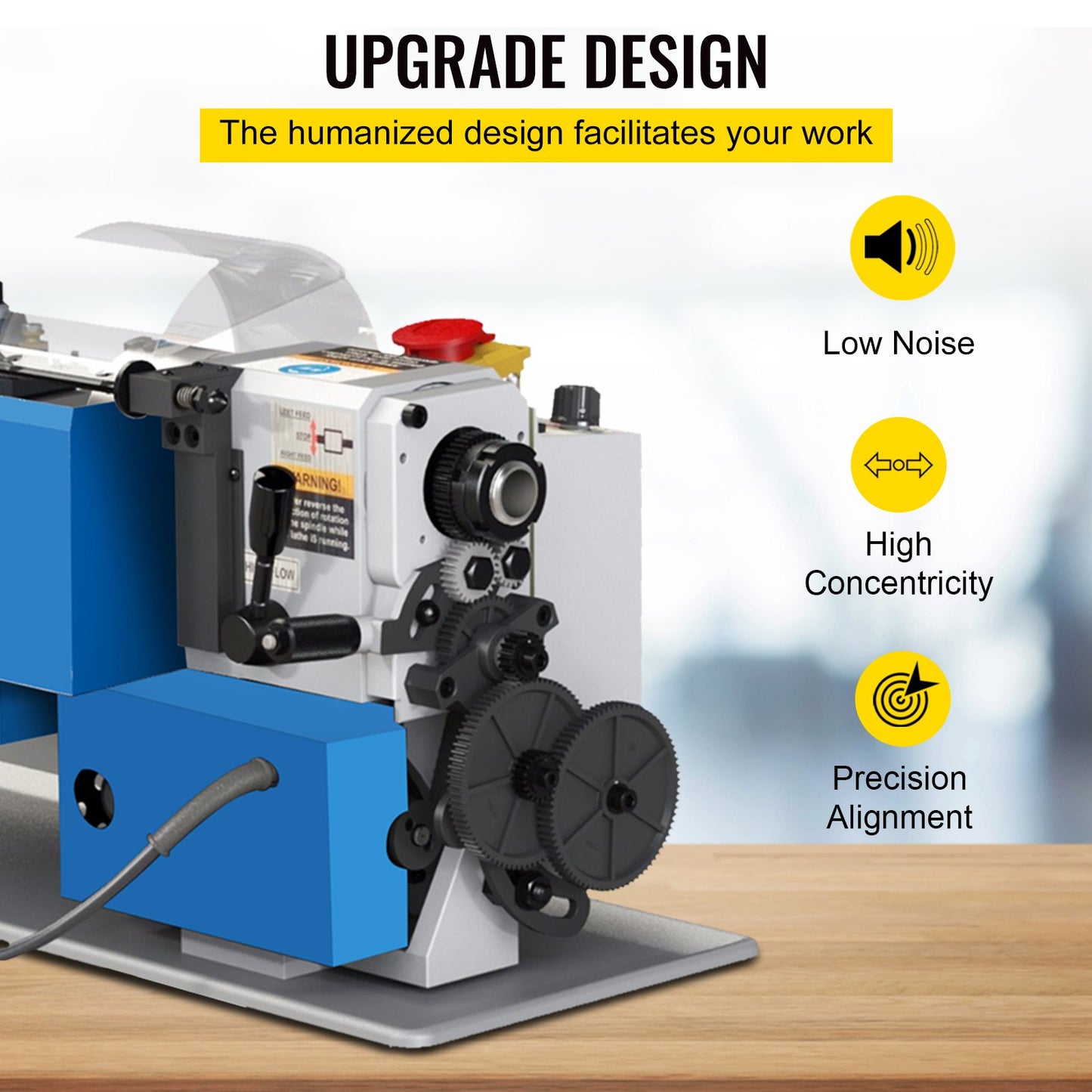 7" x 12" Mini Metal Lathe β 550W Benchtop Precision Lathe, Variable Speed 50β2500 RPM, Nylon Gears with Movable Lamp for Metalworking