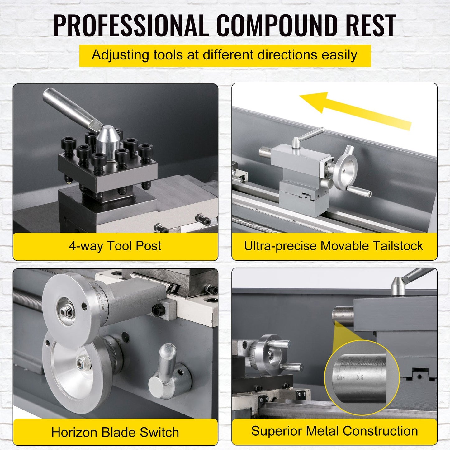 8.7" x 29.5" Mini Metal Lathe β 1100W Variable Speed Benchtop Lathe with LED Display, Precision Turning and Drilling Machine for Metalworking