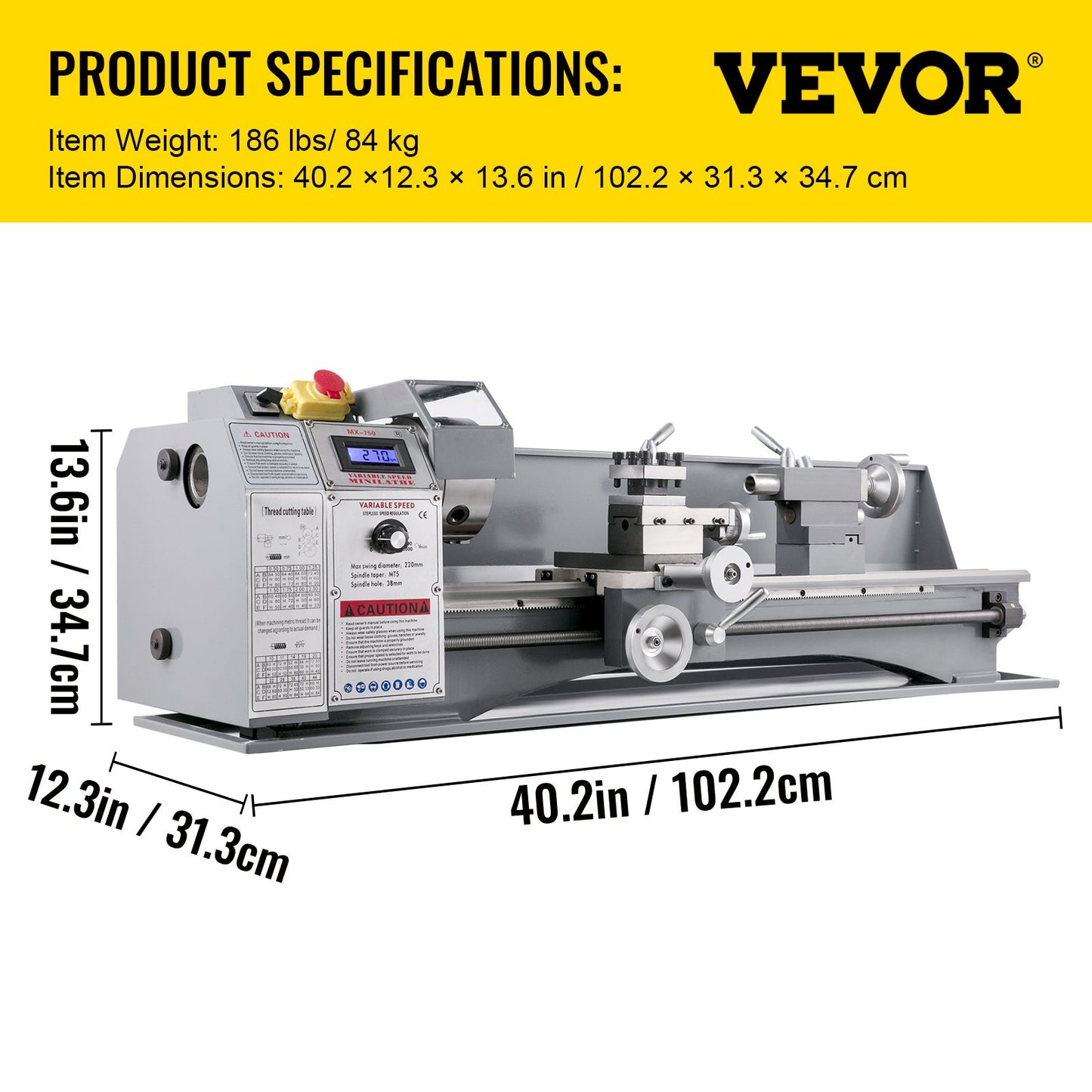 8.7" x 29.5" Mini Metal Lathe β 1100W Variable Speed Benchtop Lathe with LED Display, Precision Turning and Drilling Machine for Metalworking