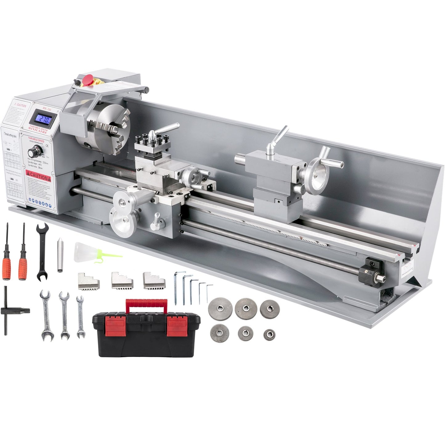 8.7" x 29.5" Mini Metal Lathe β 1100W Variable Speed Benchtop Lathe with LED Display, Precision Turning and Drilling Machine for Metalworking