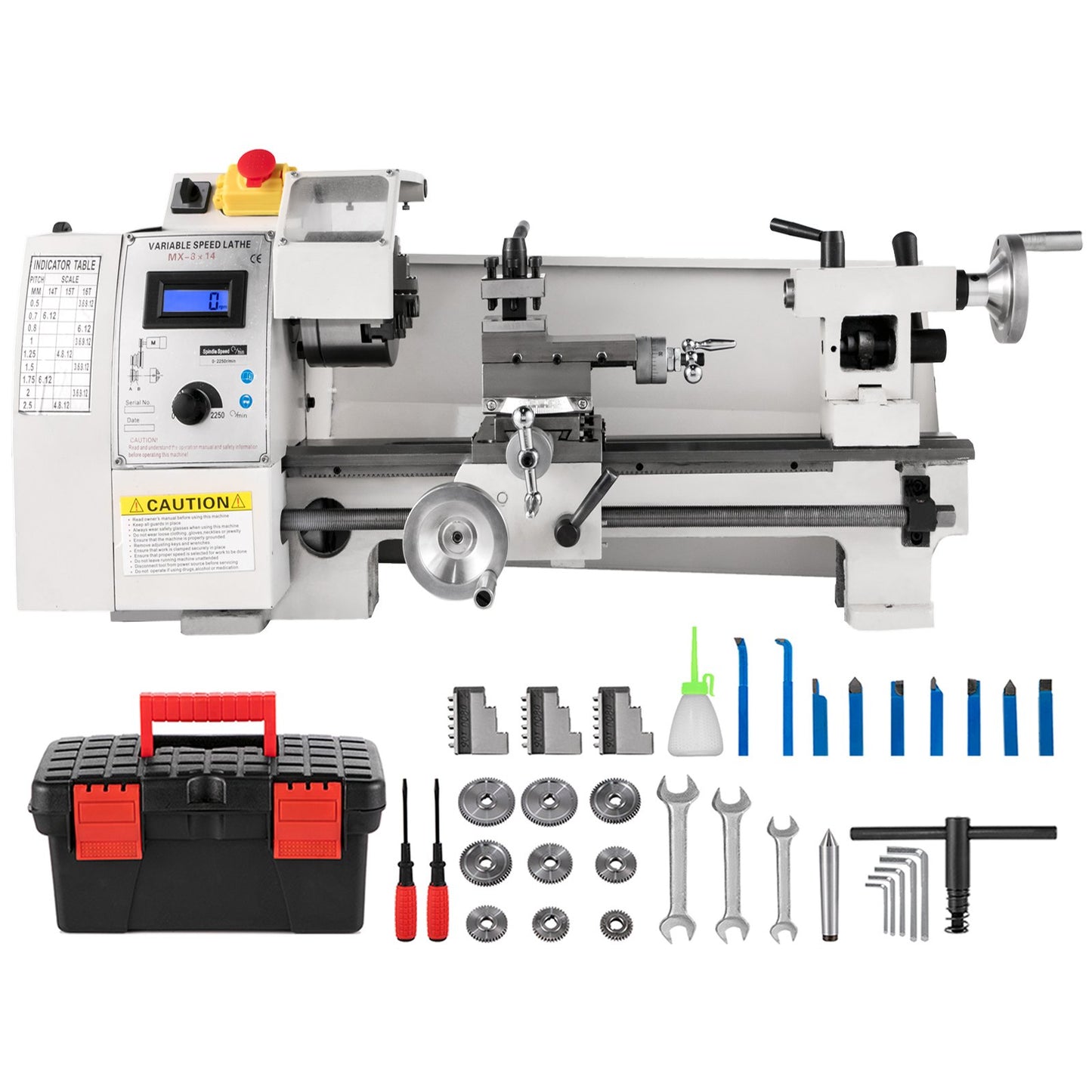 Mini Metal Lathe β 8" x 14", 650W Variable Speed Benchtop Lathe, 2250 RPM Precision Metalworking Lathe for Turning, Threading, and Milling