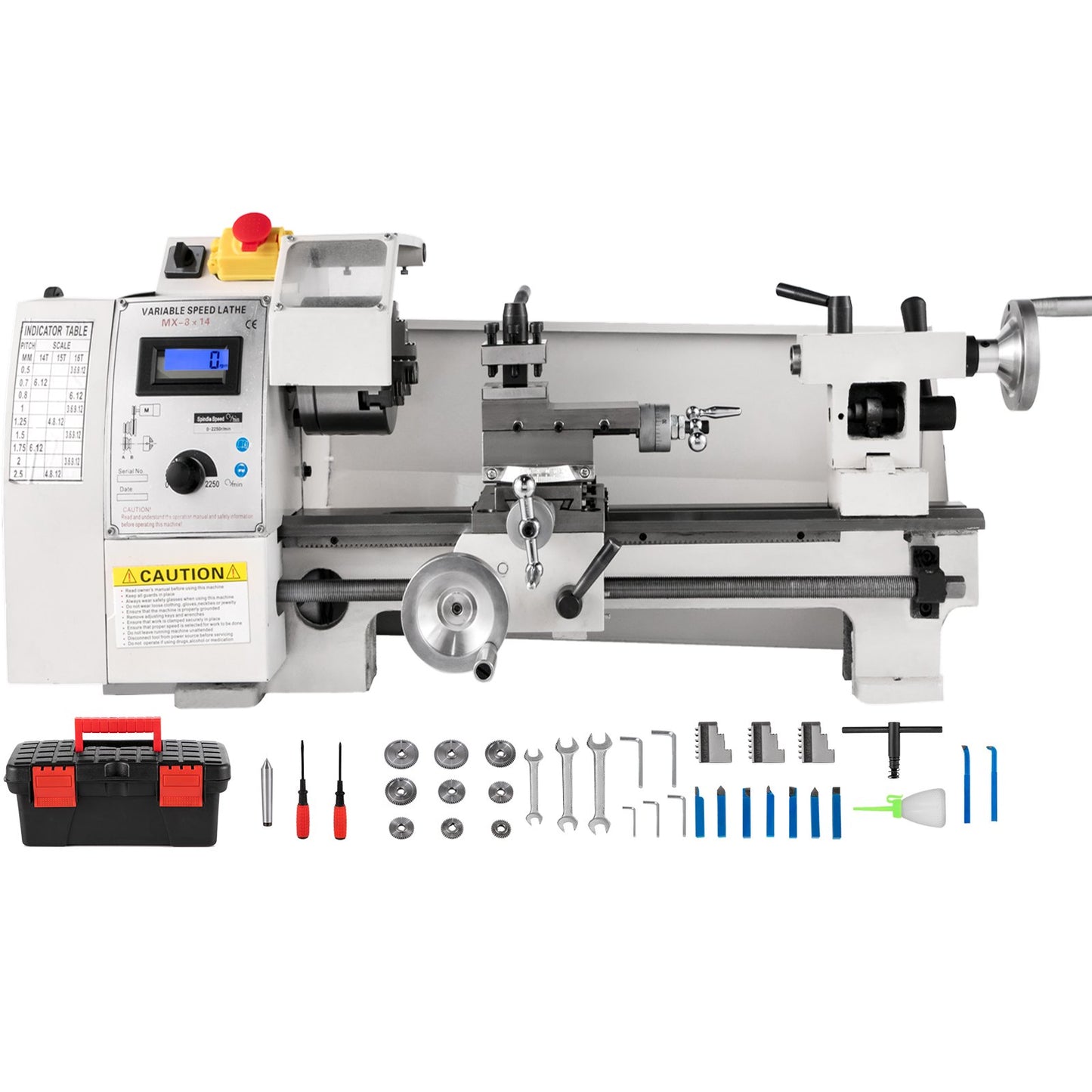 Mini Metal Lathe β 8" x 14", 650W Variable Speed Benchtop Lathe, 2250 RPM Precision Metalworking Lathe for Turning, Threading, and Milling