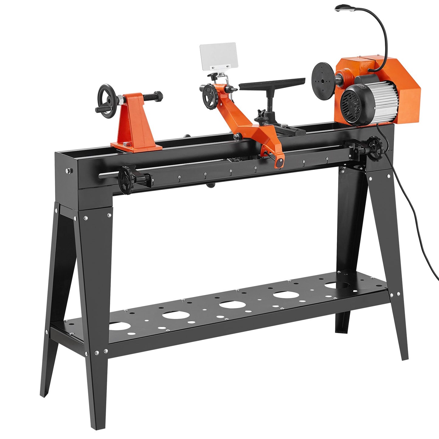 Wood Lathe with Copy Attachment – 13.78" x 37.8" Capacity, 750W (1 HP) Variable Speed Woodworking Lathe with Stand, Light, and Turning Tool Set