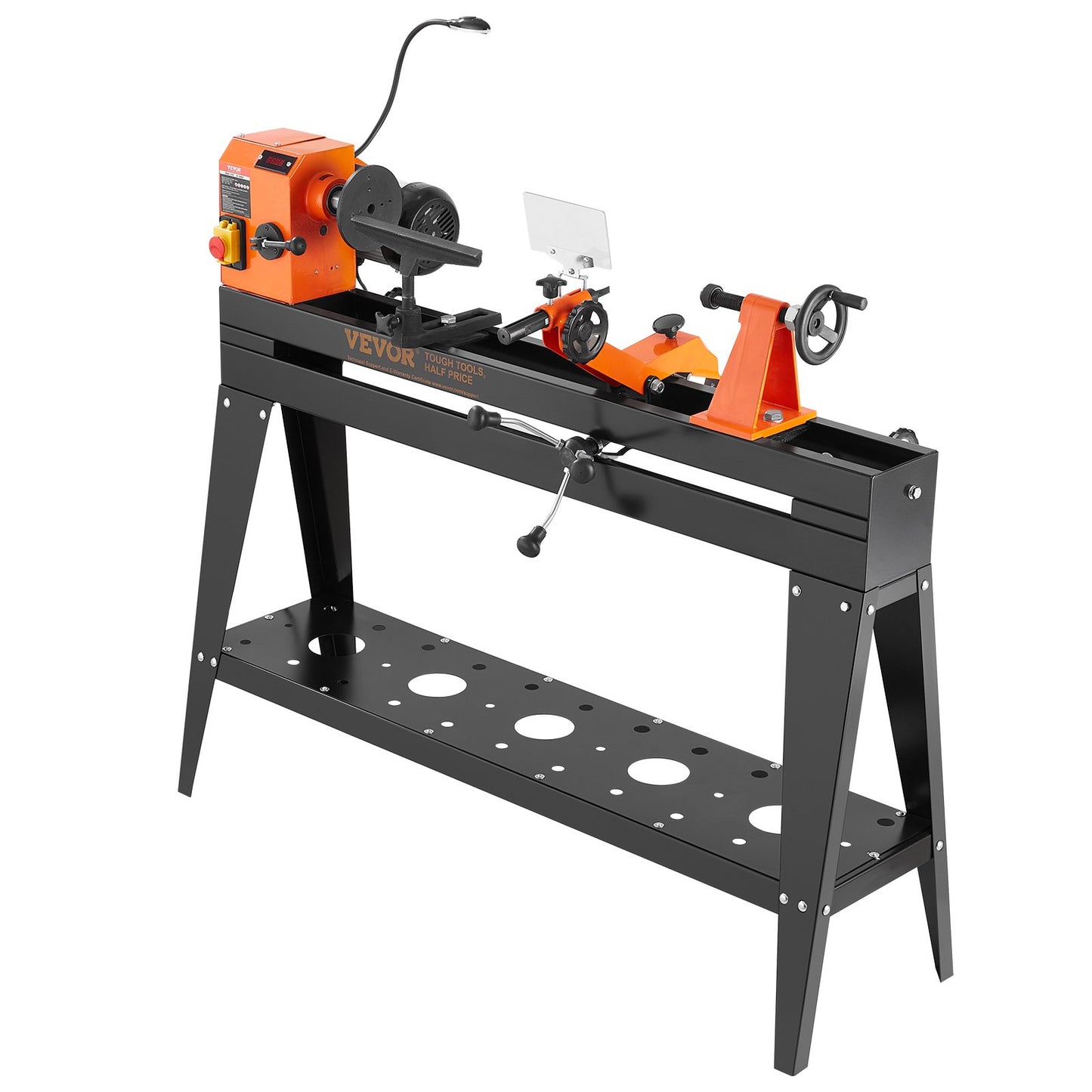 Wood Lathe with Copy Attachment – 13.78" x 37.8" Capacity, 750W (1 HP) Variable Speed Woodworking Lathe with Stand, Light, and Turning Tool Set