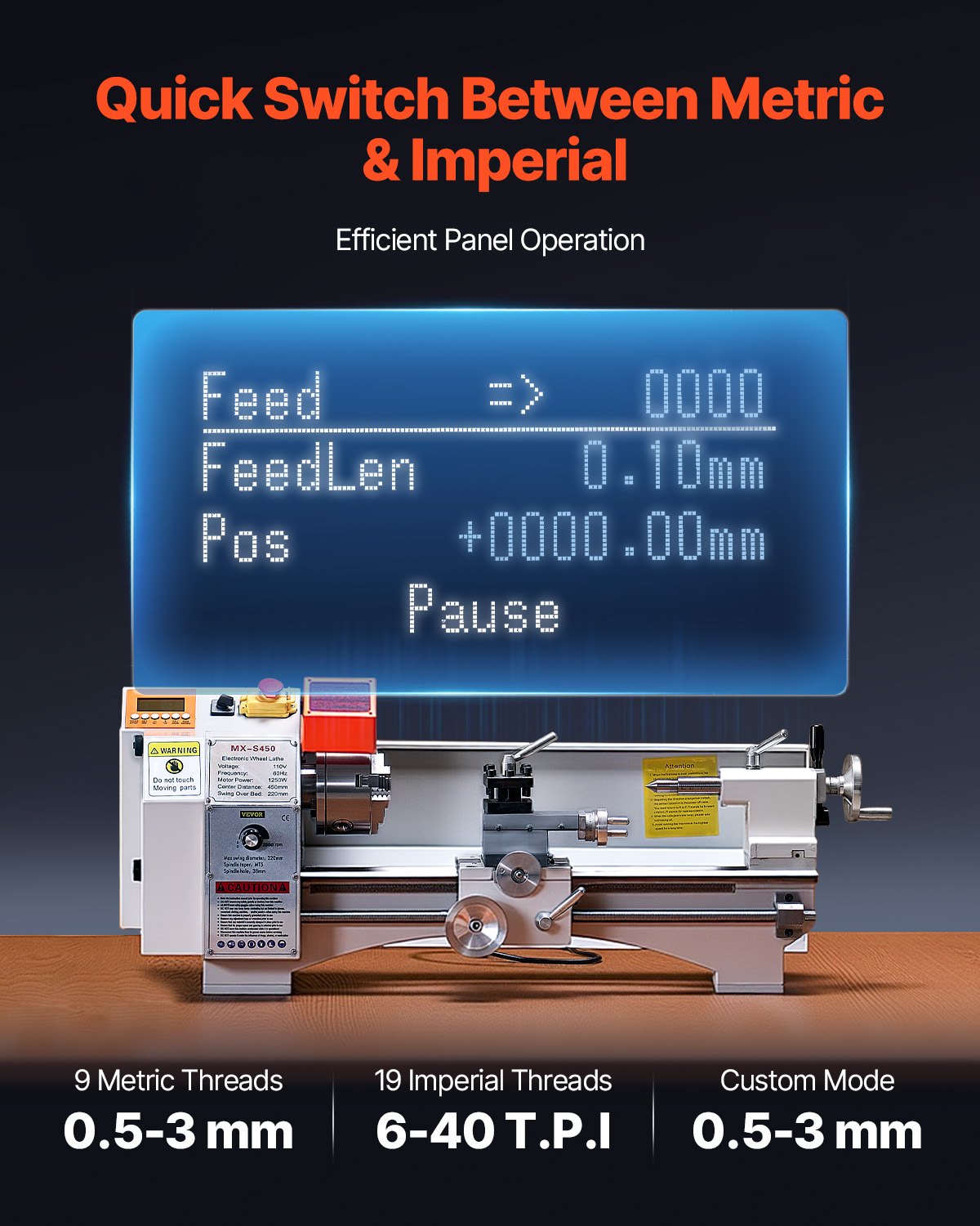Metal Lathe Machine β 8.7" x 18" Precision Benchtop Lathe with Automatic Feed, Variable Speed Power Lathe for Metalworking