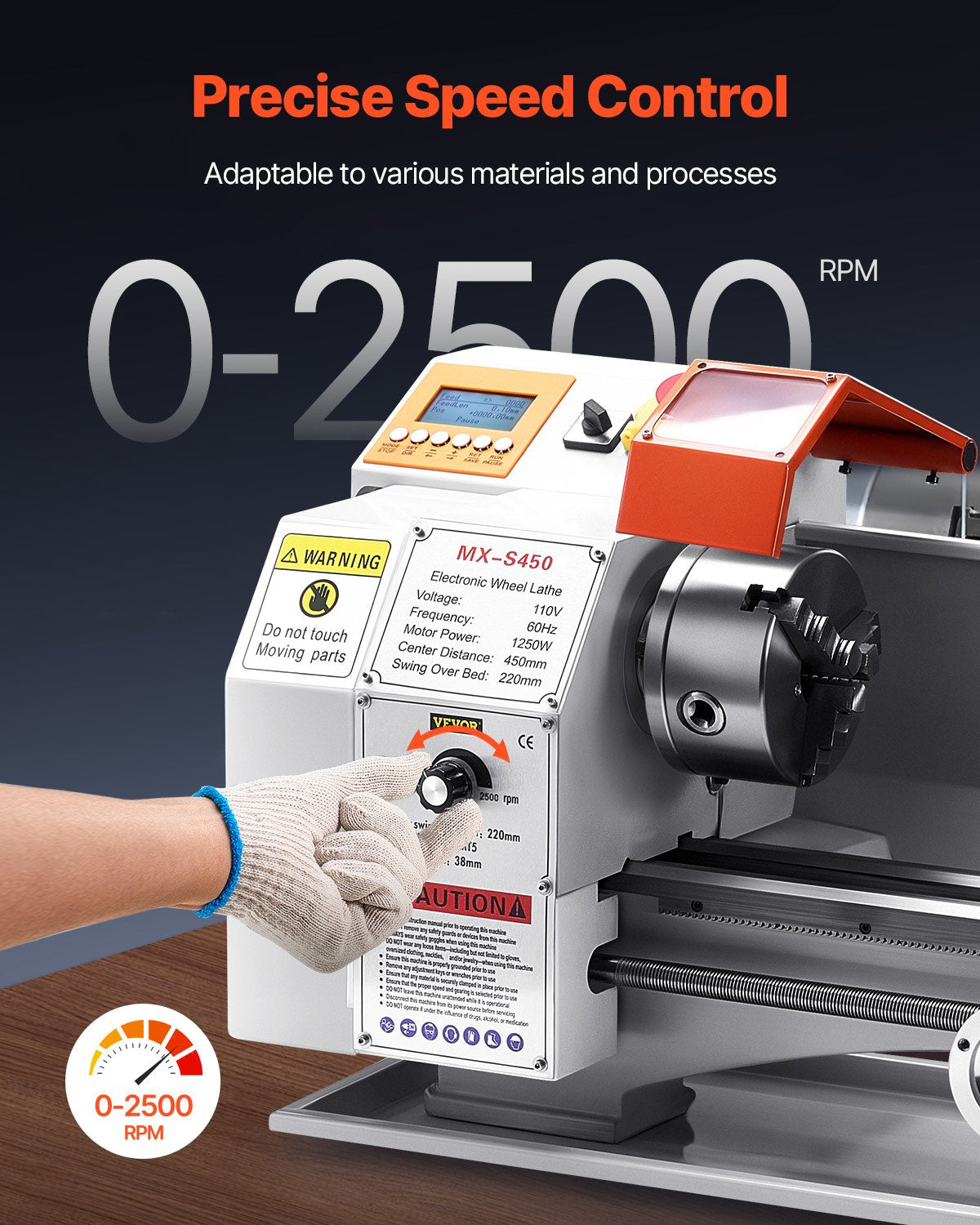 Metal Lathe Machine β 8.7" x 18" Precision Benchtop Lathe with Automatic Feed, Variable Speed Power Lathe for Metalworking