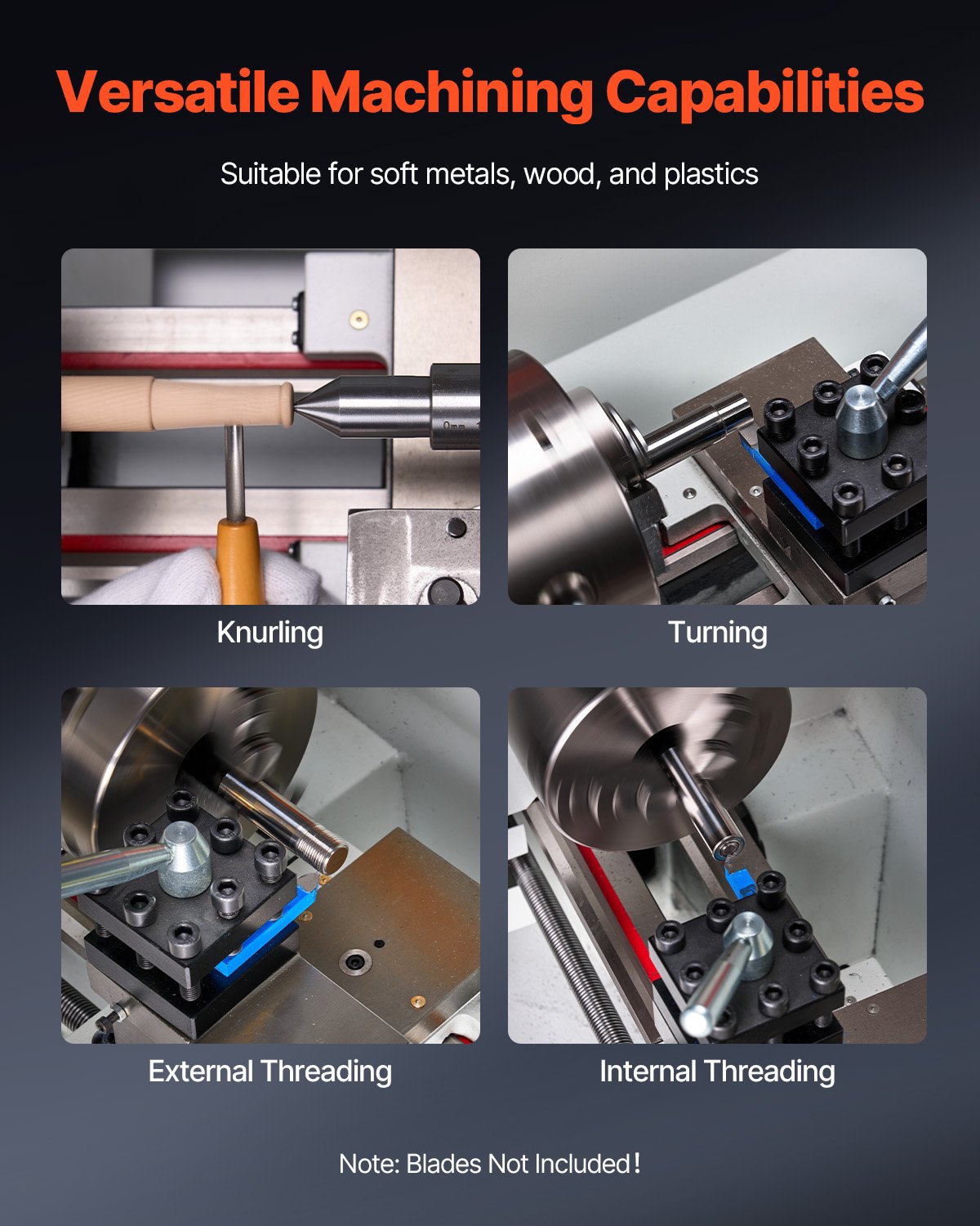 Metal Lathe Machine β 8.7" x 39" Precision Benchtop Lathe with Automatic Feed, Variable Speed, Heavy-Duty Power Lathe for Metalworking