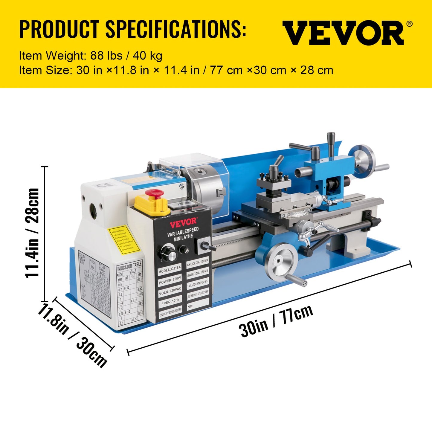 7" x 14" Mini Wood Lathe – 550W Precision Benchtop Turning Machine for Woodworking and Light-Duty Projects