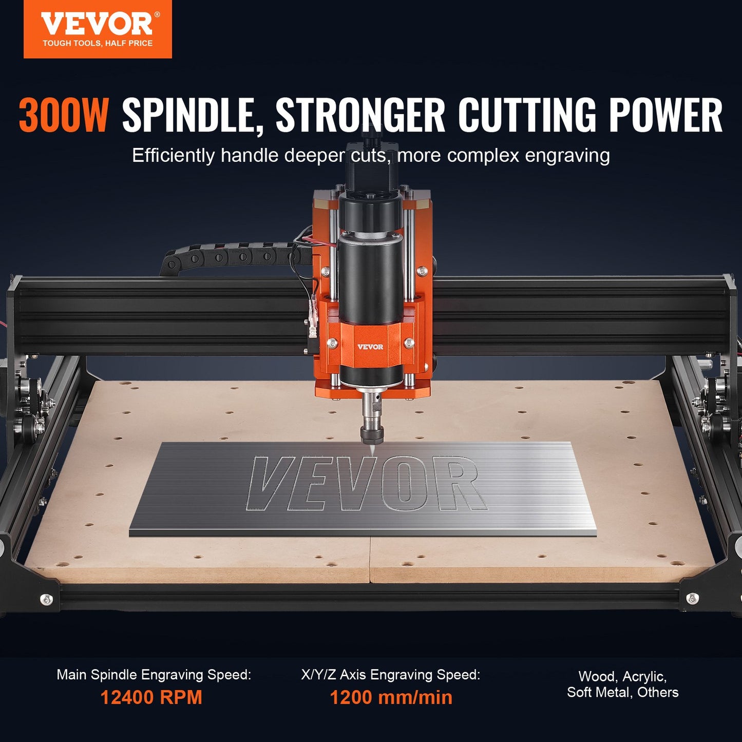 3-Axis CNC Router Machine – 300W Spindle, 15.7"x15.7" Work Area, GRBL Control for Wood, Acrylic, MDF, PVC, Plastic & Foam