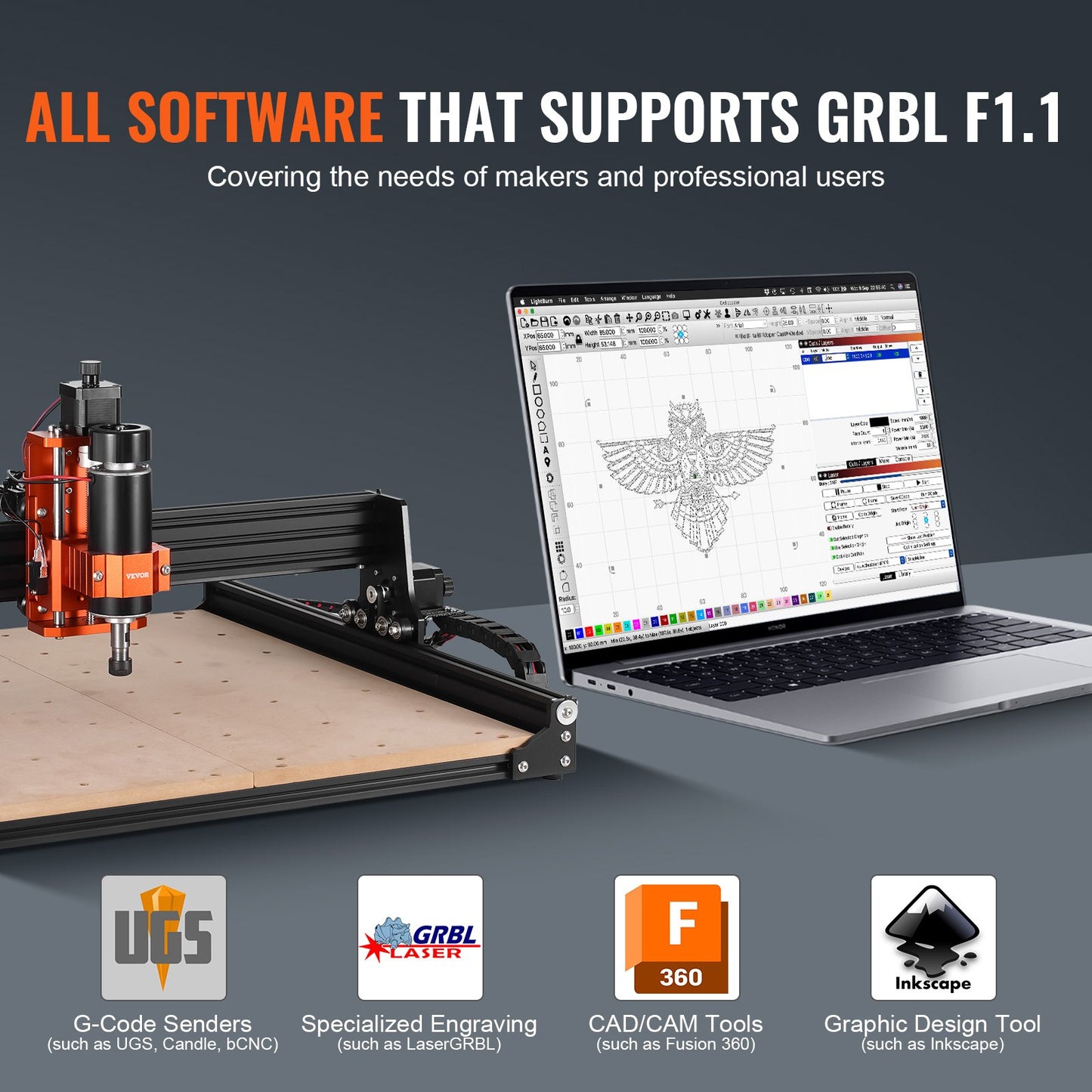 3-Axis CNC Router Machine – 300W Spindle, 15.7"x15.7" Work Area, GRBL Control for Wood, Acrylic, MDF, PVC, Plastic & Foam