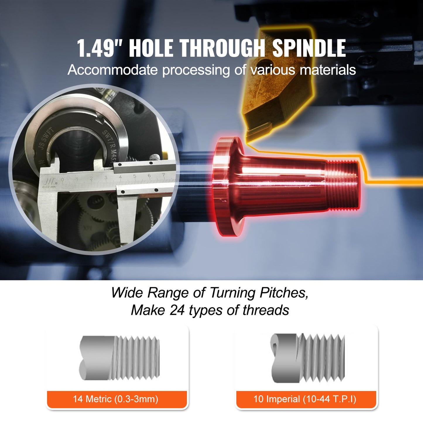 8.3"x29.5" Benchtop Metal Lathe – 750W Brushless Motor, 0–2500 RPM Variable Speed, Precision Lathe with Metal Gears & Tool Box