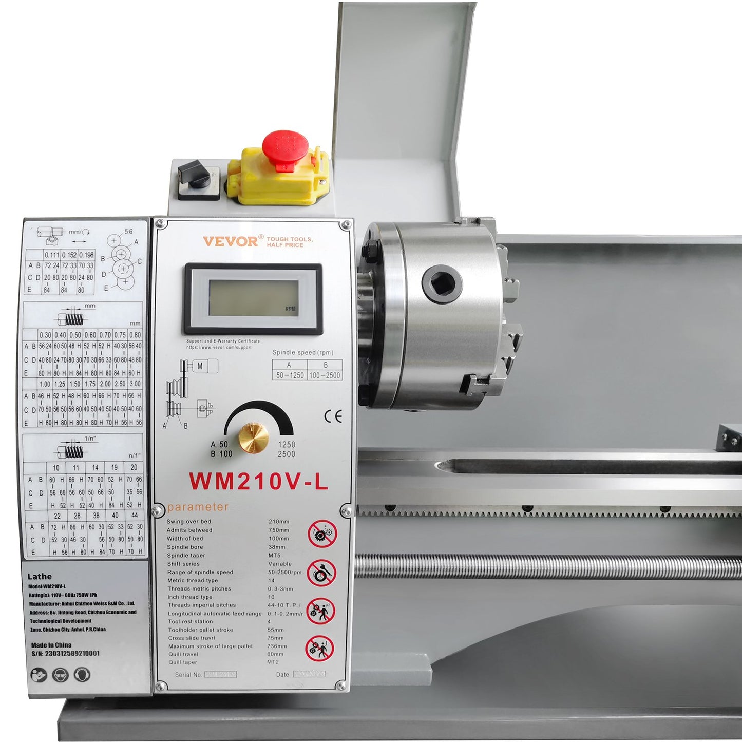 8.3"x29.5" Benchtop Metal Lathe – 750W Brushless Motor, 0–2500 RPM Variable Speed, Precision Lathe with Metal Gears & Tool Box