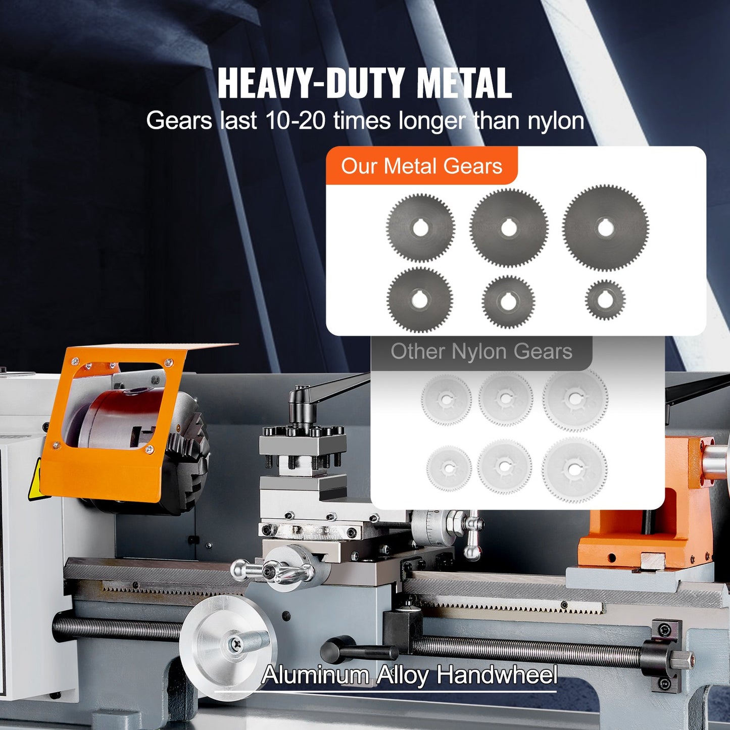 Metal Lathe Machine β 7" x 13.78" Benchtop Precision Lathe, 500W Motor, 0β2200 RPM Variable Speed, Metal Gears, Tool Box Included