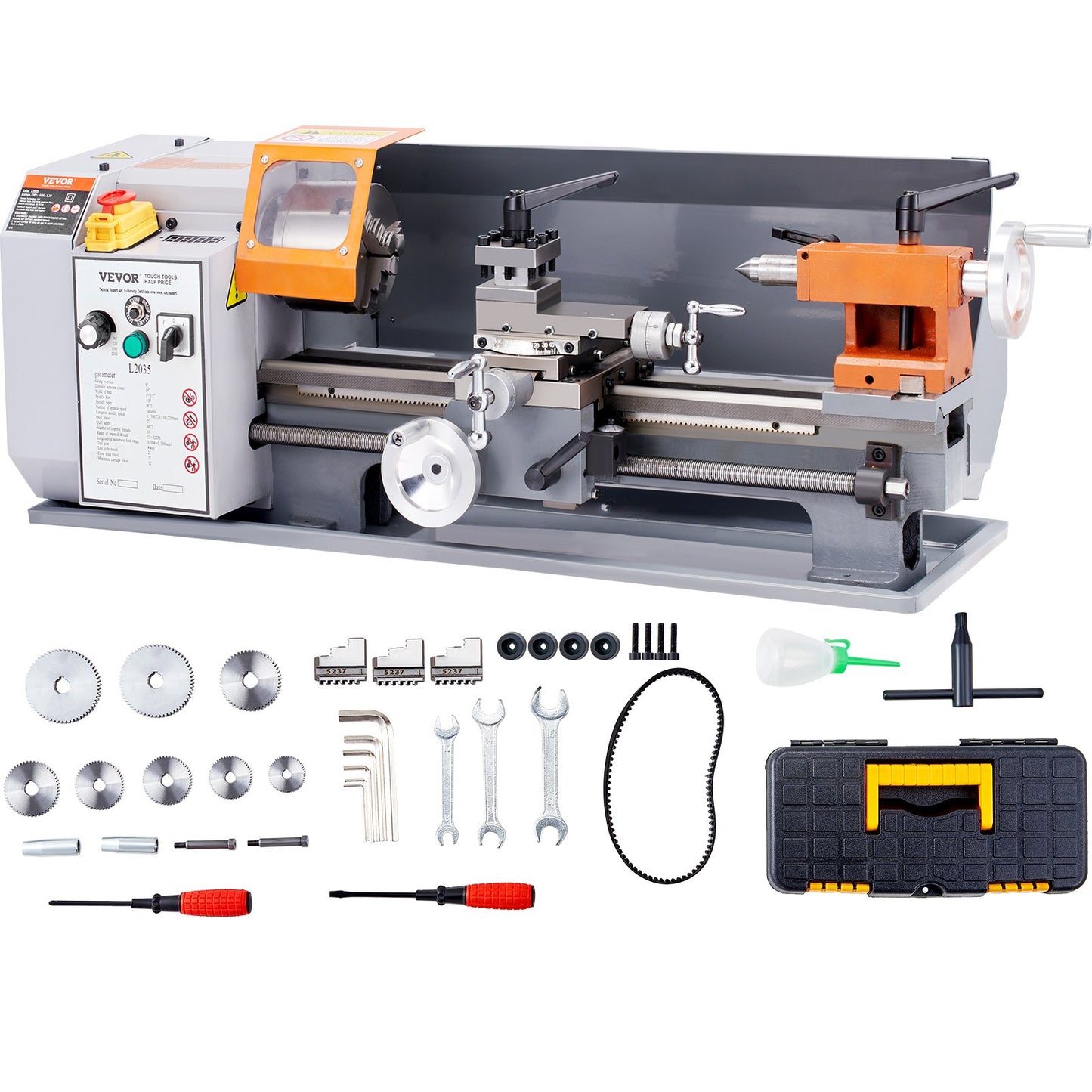 Metal Lathe Machine β 7.87" x 13.78" Benchtop Precision Lathe, 500W Motor, 50β2500 RPM Variable Speed, Metal Gears & Tool Box Included