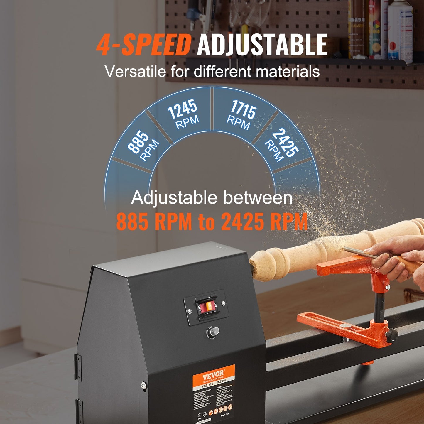 14" x 40" Benchtop Wood Lathe โ 0.5 HP (370W) Wood Turning Lathe with 4 Speeds, Chisel Set, Faceplate, and Wrenches for Woodworking Projects