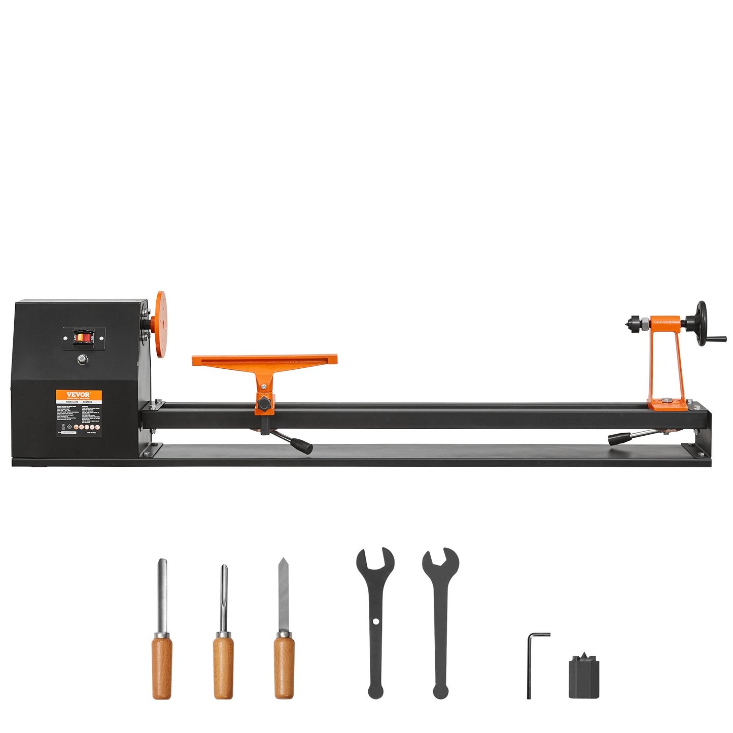 14" x 40" Benchtop Wood Lathe โ 0.5 HP (370W) Wood Turning Lathe with 4 Speeds, Chisel Set, Faceplate, and Wrenches for Woodworking Projects