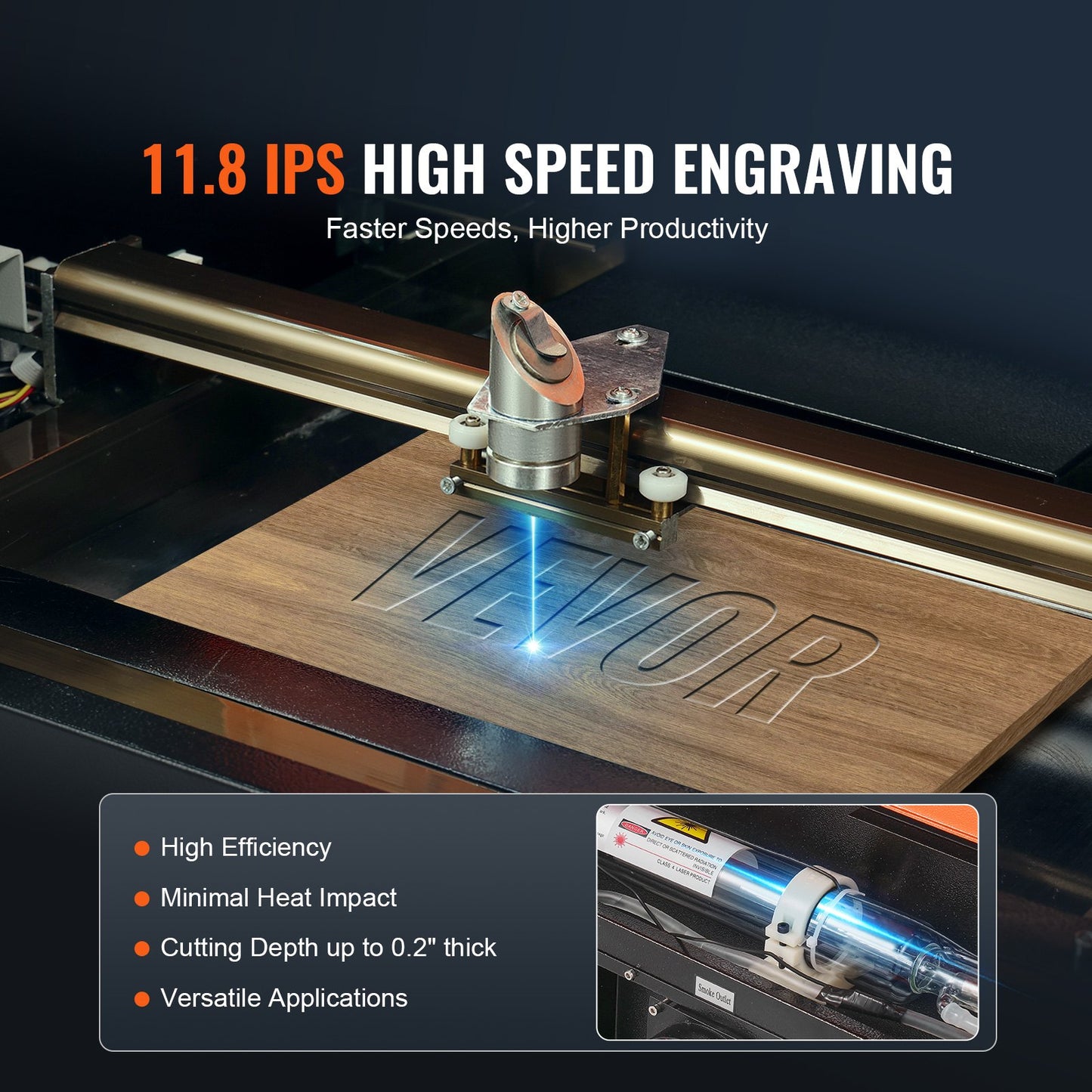 40W CO2 Desktop Laser Engraver β 12"x8" Work Area, Water-Cooled Laser Cutter, Compatible with CorelDRAW & Windows β Cuts Wood, Acrylic, Fabric & More