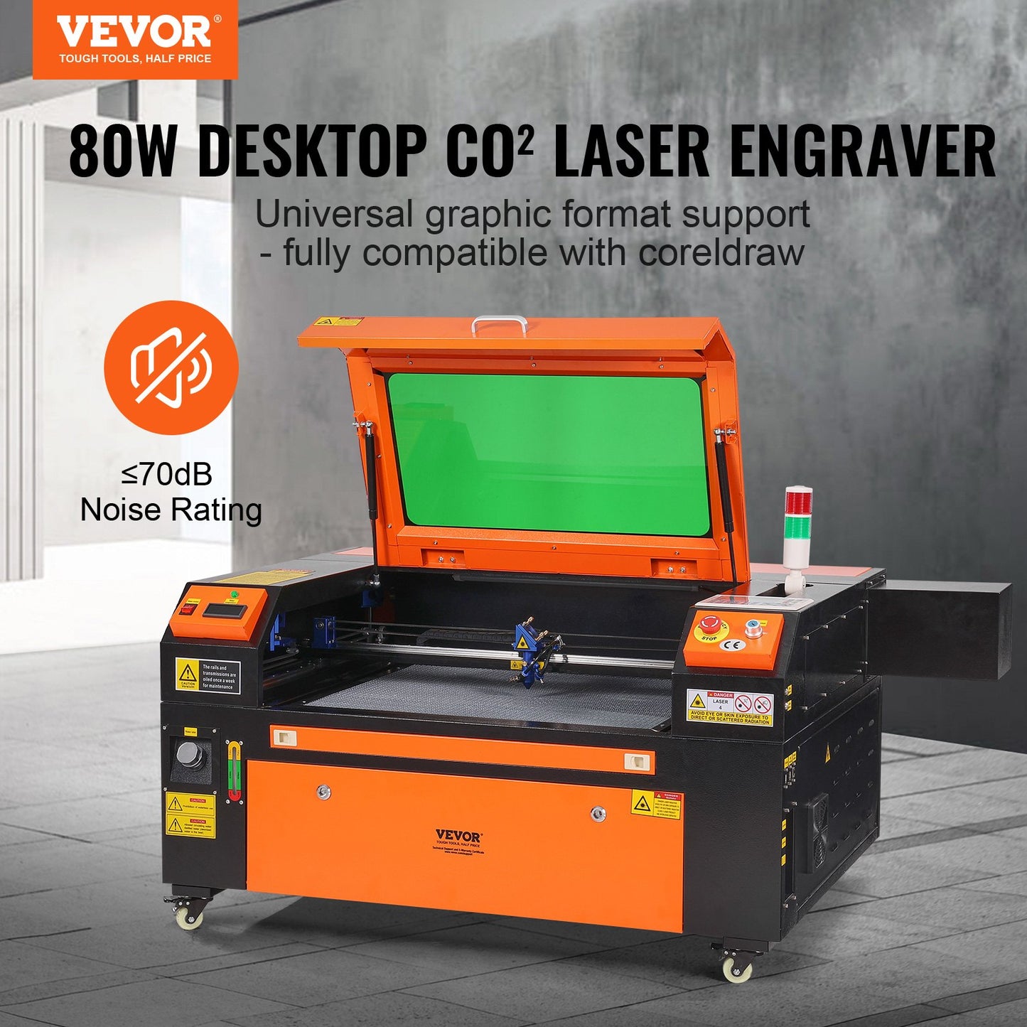 80W CO2 Laser Cutter & Engraver โ 20"x28" Work Area, Air Assist, LightBurn Compatible โ Cuts Wood, Acrylic, Fabric & More