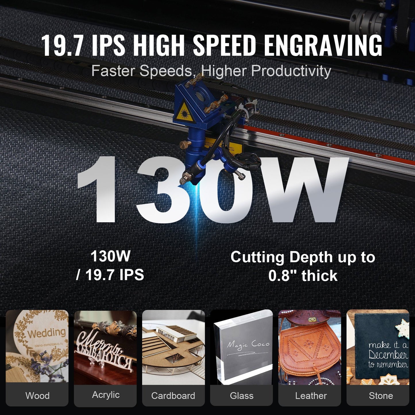 130W CO2 Laser Cutter & Engraver – 35"x55" Work Area, Air Assist, LightBurn Compatible – Cuts Wood, Acrylic, Fabric