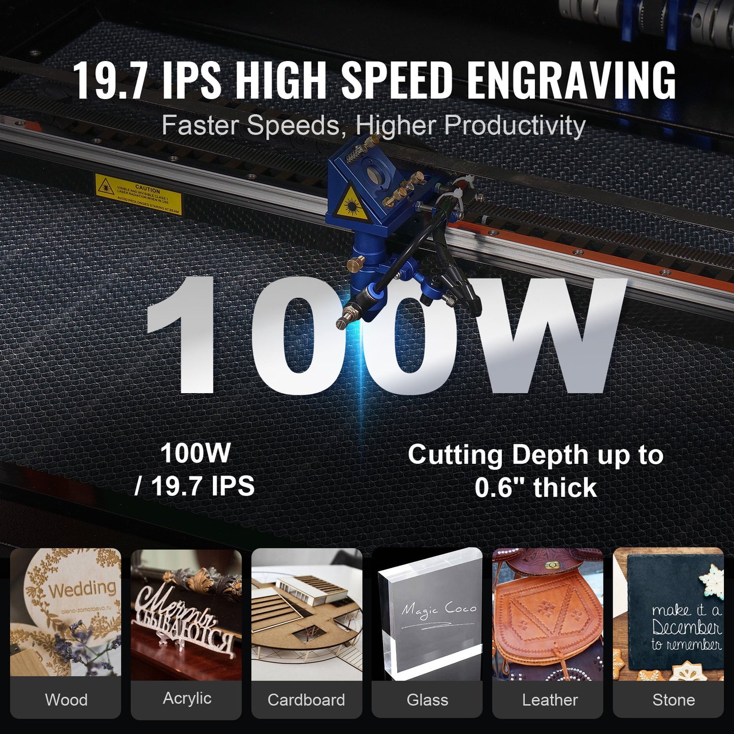 100W CO2 Laser Cutter & Engraver – 24"x35" Work Area, Digital Control Panel, Air Assist, LightBurn Compatible – Cuts Wood, Acrylic, Glass & More