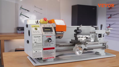 Mini Metal Lathe Machine – 7" x 16", 800W Precision Benchtop Power Lathe, 150–2500 RPM Variable Speed, with 3.9" 3-Jaw Chuck & Tool Box
