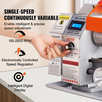 Mini Metal Lathe Machine – 7" x 16", 800W Precision Benchtop Power Lathe, 150–2500 RPM Variable Speed, with 3.9" 3-Jaw Chuck & Tool Box