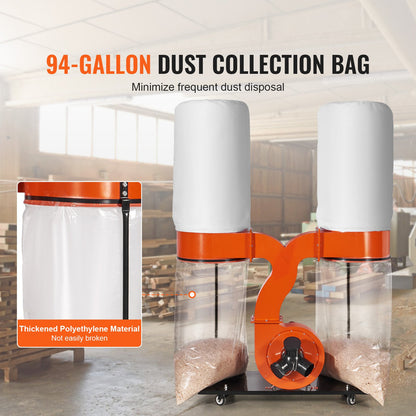 Dual Collector Dust System – 3HP, 1550 CFM | Heavy Duty Woodshop Extractor