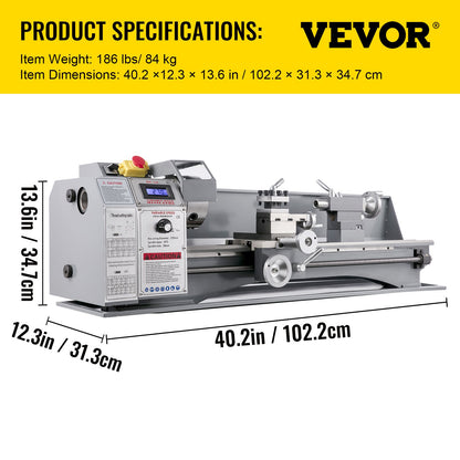 8.7" x 29.5" Mini Metal Lathe – 1100W Variable Speed Benchtop Lathe with LED Display, Precision Turning and Drilling Machine for Metalworking