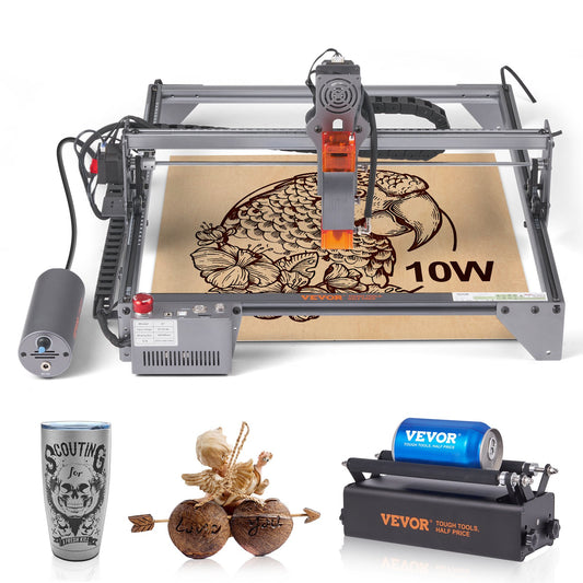10W Laser Engraver with Rotary Roller – 15.7"x15.7" Work Area, 10,000mm/min Speed, Compressed Spot Cutter for Wood, Metal, Acrylic & More