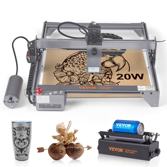 20W Laser Engraver with Rotary – 15.7"x15.7" Work Area, 10,000mm/min Speed, Compressed Spot Laser Cutter for Wood, Metal, Acrylic & More