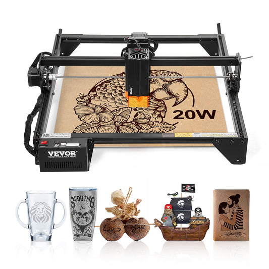 20W Laser Engraver with Compressed Spot & Eye Protection – 350x400mm Work Area, 10,000 mm/min Speed – Compatible with LightBurn, LaserGRBL