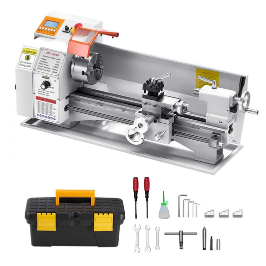 Metal Lathe Machine – 8.7" x 18" Precision Benchtop Lathe with Automatic Feed, Variable Speed Power Lathe for Metalworking