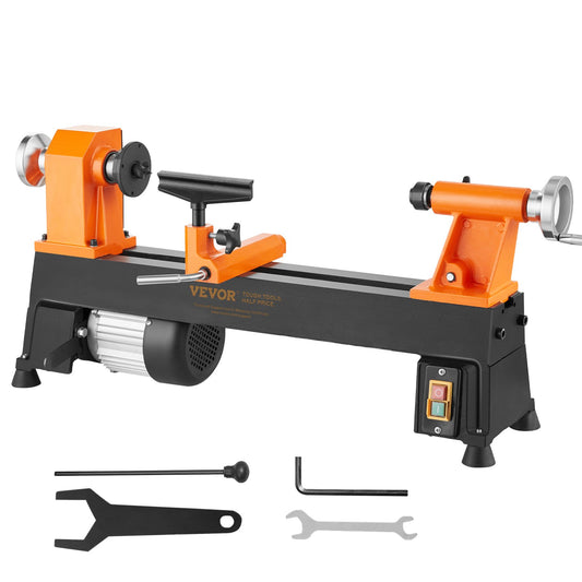 10" x 18" Benchtop Wood Lathe – 0.5 HP (370W) Power Lathe with 5 Variable Speeds, Faceplate, Foot Pads & Tool Set for Woodworking Projects