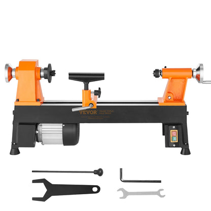 10" x 18" Benchtop Wood Lathe – 0.5 HP (370W) Power Lathe with 5 Variable Speeds, Faceplate, Foot Pads & Tool Set for Woodworking Projects
