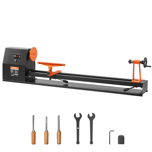 14" x 40" Benchtop Wood Lathe – 0.5 HP (370W) Wood Turning Lathe with 4 Speeds, Chisel Set, Faceplate, and Wrenches for Woodworking Projects