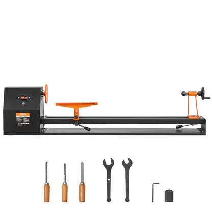 14" x 40" Benchtop Wood Lathe – 0.5 HP (370W) Wood Turning Lathe with 4 Speeds, Chisel Set, Faceplate, and Wrenches for Woodworking Projects