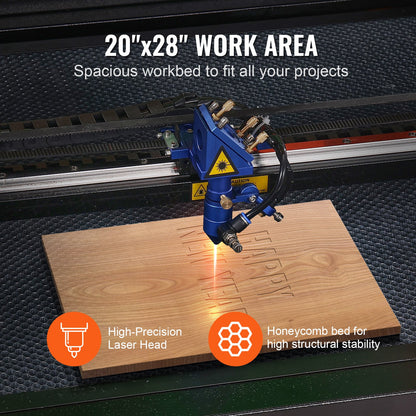 80W CO2 Laser Cutter & Engraver – 20"x28" Work Area, Air Assist, LightBurn Compatible – Cuts Wood, Acrylic, Fabric & More