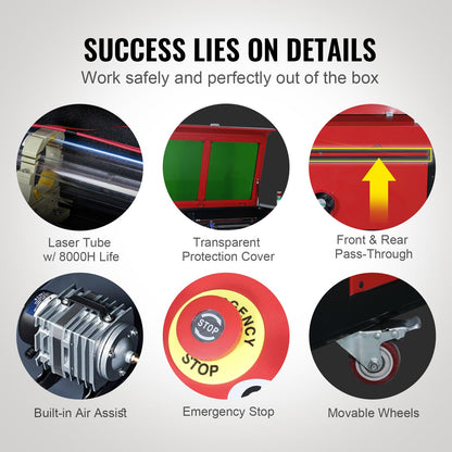 80W CO2 Laser Cutter & Engraver – 20"x28" Work Area, Air Assist, LightBurn Compatible – Cuts Wood, Acrylic, Fabric & More