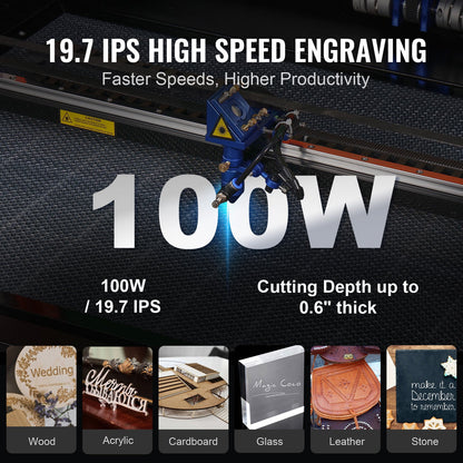 100W CO2 Laser Cutter & Engraver – 24"x35" Work Area, Digital Control Panel, Air Assist, LightBurn Compatible – Cuts Wood, Acrylic, Glass & More